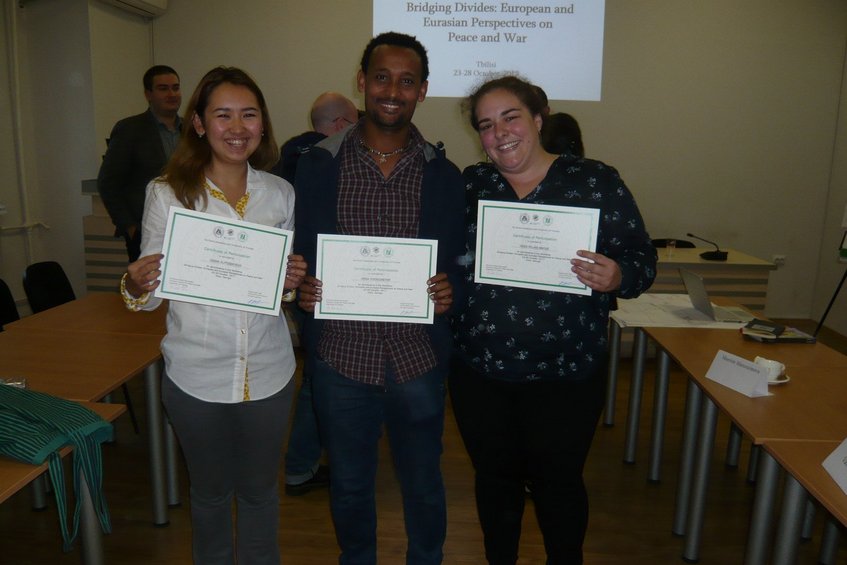 MPS students from Kazakhstan, Ethopia and Spain at the end of the EPSE workshop in Tbilisi (2017, photo private). MPS students from Kazakhstan, Ethopia and Spain at the end of the EPSE workshop in Tbilisi (2017, photo private).